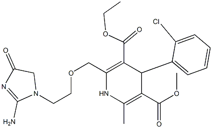 4-(2-Chlorophenyl)-1,4-dihydro-2-[2-[(2-amino-4,5-dihydro-4-oxo-1H-imidazol)-1-yl]ethoxymethyl]-6-methylpyridine-3,5-dicarboxylic acid 3-ethyl 5-methyl ester 结构式