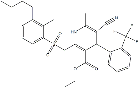 5-Cyano-1,4-dihydro-6-methyl-2-[(4-butyl-2-methylphenylsulfonyl)methyl]-4-(2-trifluoromethylphenyl)pyridine-3-carboxylic acid ethyl ester 结构式