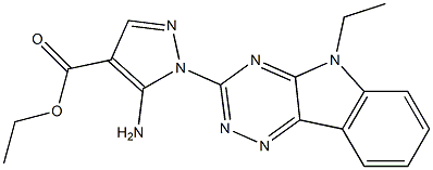 3-Amino-2-(5-ethyl-5H-1,2,4-triazino[5,6-b]indol-3-yl)-2H-pyrazole-4-carboxylic acid ethyl ester 结构式