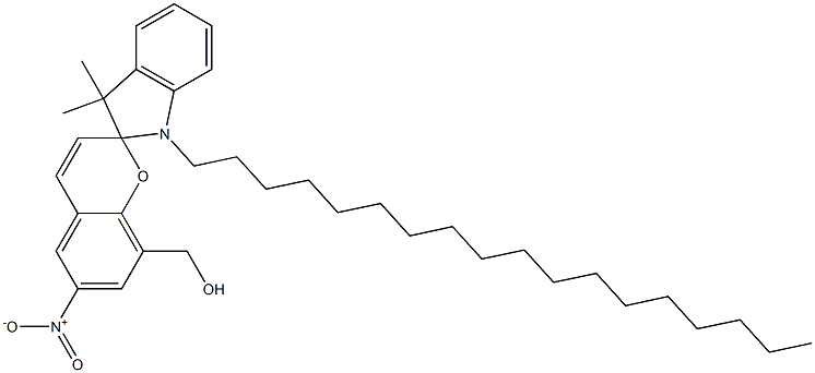 1',3'-Dihydro-3',3'-dimethyl-6-nitro-1'-octadecylspiro[2H-1-benzopyran-2,2'-[2H]indole]-8-methanol 结构式