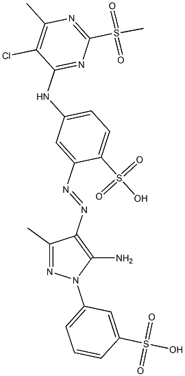 2-[[5-Amino-3-methyl-1-(3-sulfophenyl)-1H-pyrazol-4-yl]azo]-4-[[5-chloro-6-methyl-2-(methylsulfonyl)-4-pyrimidinyl]amino]benzenesulfonic acid 结构式