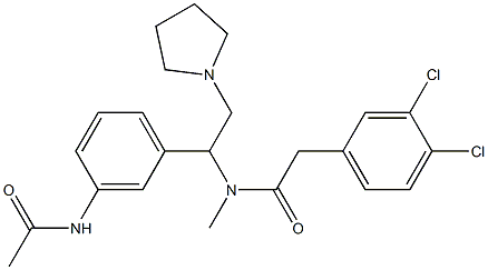 3,4-Dichloro-N-methyl-N-[1-(3-acetylaminophenyl)-2-(1-pyrrolidinyl)ethyl]benzeneacetamide 结构式