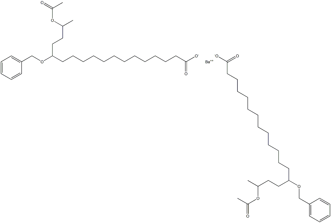 Bis(14-benzyloxy-17-acetyloxystearic acid)barium salt 结构式
