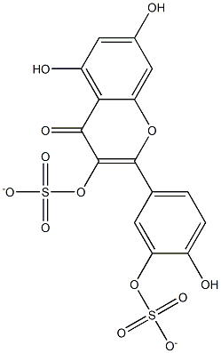 2-(4-Hydroxy-3-sulfonatooxyphenyl)-5,7-dihydroxy-3-sulfonatooxy-4H-1-benzopyran-4-one 结构式