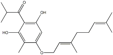 2-Isobutyryl-5-[[(2E)-3,7-dimethyl-2,6-octadienyl]oxy]-6-methylresorcinol 结构式