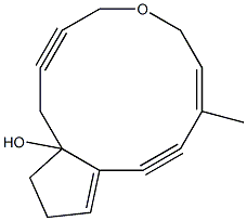 (8Z)-9-Methyl-6-oxabicyclo[10.3.0]pentadeca-8,12-diene-3,10-diyn-1-ol 结构式