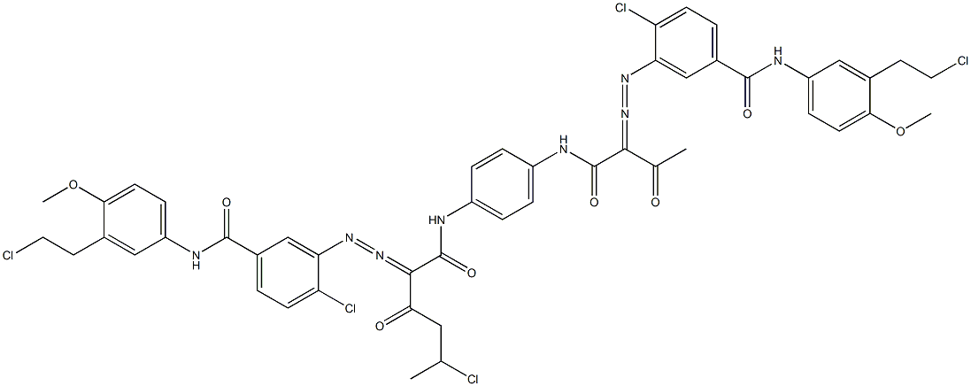 3,3'-[2-(1-Chloroethyl)-1,4-phenylenebis[iminocarbonyl(acetylmethylene)azo]]bis[N-[3-(2-chloroethyl)-4-methoxyphenyl]-4-chlorobenzamide] 结构式