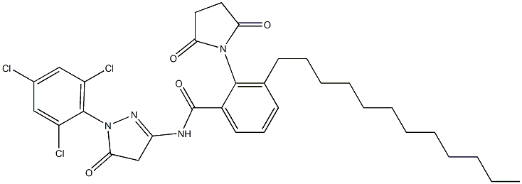 1-(2,4,6-Trichlorophenyl)-3-(3-dodecylsuccinimidobenzamido)-5-oxo-2-pyrazoline 结构式