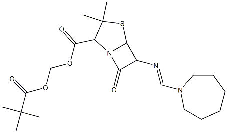 3,3-Dimethyl-7-oxo-6-[(hexahydro-1H-azepin-1-yl)methyleneamino]-4-thia-1-azabicyclo[3.2.0]heptane-2-carboxylic acid [(2,2-dimethylpropionyl)oxy]methyl ester 结构式