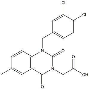 1-(3,4-Dichlorobenzyl)-1,2,3,4-tetrahydro-6-methyl-2,4-dioxoquinazoline-3-acetic acid 结构式