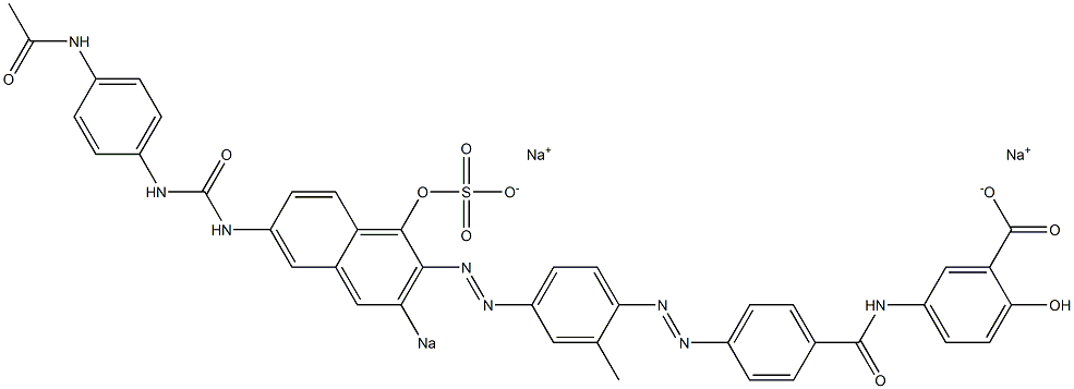 5-[[4-[[4-[[6-[3-[4-(Acetylamino)phenyl]ureido]-1-hydroxy-3-sodiosulfo-2-naphthalenyl]azo]-2-methylphenyl]azo]benzoyl]amino]-2-hydroxybenzoic acid sodium salt 结构式