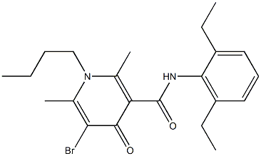 N-(2,6-Diethylphenyl)-1,4-dihydro-2,6-dimethyl-4-oxo-1-butyl-5-bromo-3-pyridinecarboxamide 结构式