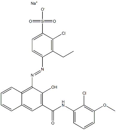 2-Chloro-3-ethyl-4-[[3-[[(2-chloro-3-methoxyphenyl)amino]carbonyl]-2-hydroxy-1-naphtyl]azo]benzenesulfonic acid sodium salt 结构式