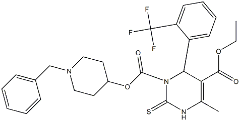 1,2,3,4-Tetrahydro-6-methyl-2-thioxo-4-(2-trifluoromethylphenyl)pyrimidine-3,5-dicarboxylic acid 3-(1-benzyl-4-piperidinyl)5-ethyl ester 结构式