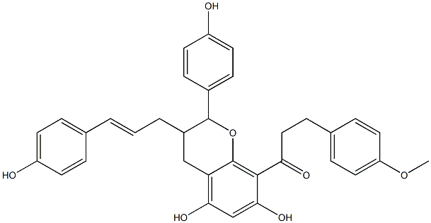 3-(4-Methoxyphenyl)-1-[[2-(4-hydroxyphenyl)-3-[3-(4-hydroxyphenyl)-2-propenyl]-5,7-dihydroxy-3,4-dihydro-2H-1-benzopyran]-8-yl]-1-propanone 结构式