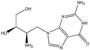 2-Amino-9-[(2R,3R)-2-amino-3,4-dihydroxybutyl]-1,9-dihydro-6H-purin-6-one 结构式