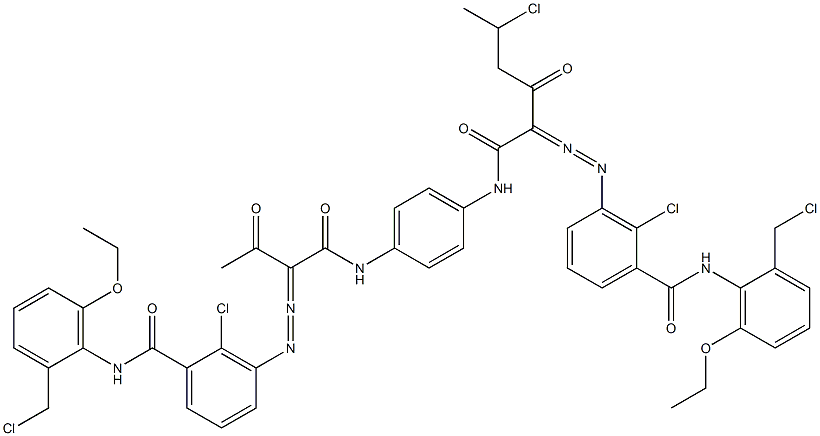 3,3'-[2-(1-Chloroethyl)-1,4-phenylenebis[iminocarbonyl(acetylmethylene)azo]]bis[N-[2-(chloromethyl)-6-ethoxyphenyl]-2-chlorobenzamide] 结构式