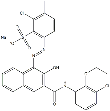 2-Chloro-3-methyl-6-[[3-[[(3-chloro-2-ethoxyphenyl)amino]carbonyl]-2-hydroxy-1-naphtyl]azo]benzenesulfonic acid sodium salt 结构式