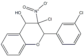 3-Chloro-3,4-dihydro-4-hydroxy-3-nitro-2-(3-chlorophenyl)-2H-1-benzopyran 结构式