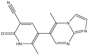 5-Methyl-6-[(1,2-dihydro-2-oxo-3-cyano-6-methylpyridin)-5-yl]imidazo[1,2-a]pyrimidine 结构式