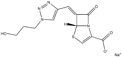 (5R,6Z)-6-[[1-(3-Hydroxypropyl)-1H-1,2,3-triazol-4-yl]methylene]-7-oxo-4-thia-1-azabicyclo[3.2.0]hept-2-ene-2-carboxylic acid sodium salt 结构式