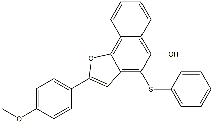 4-Phenylthio-2-(4-methoxyphenyl)naphtho[1,2-b]furan-5-ol 结构式