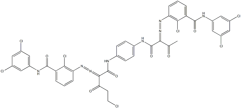 3,3'-[2-(Chloromethyl)-1,4-phenylenebis[iminocarbonyl(acetylmethylene)azo]]bis[N-(3,5-dichlorophenyl)-2-chlorobenzamide] 结构式