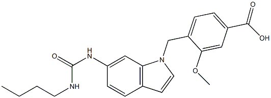 4-[6-(3-Butylureido)-1H-indol-1-ylmethyl]-3-methoxybenzoic acid 结构式