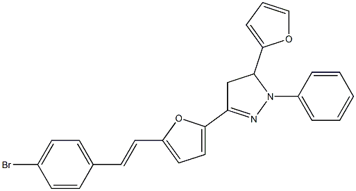 2-[[4,5-Dihydro-1-phenyl-5-(2-furanyl)-1H-pyrazol]-3-yl]-5-[2-[4-bromophenyl]ethenyl]furan 结构式