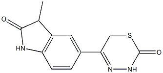3-Methyl-5-[(3,6-dihydro-2-oxo-2H-1,3,4-thiadiazin)-5-yl]-1H-indol-2(3H)-one 结构式