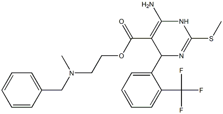 6-Amino-1,4-dihydro-2-methylthio-4-(2-trifluoromethylphenyl)pyrimidine-5-carboxylic acid [2-(benzylmethylamino)ethyl] ester 结构式
