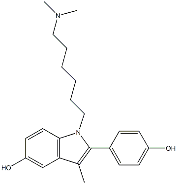 2-(4-Hydroxyphenyl)-3-methyl-1-(6-dimethylaminohexyl)-1H-indol-5-ol 结构式