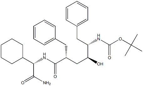 (S)-2-[[(2R,4S,5S)-5-(tert-Butoxycarbonylamino)-2-benzyl-4-hydroxy-6-phenylhexanoyl]amino]-2-cyclohexylacetamide 结构式