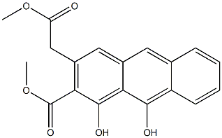 (1,9-Dihydroxy-2-(methoxycarbonyl)anthracen-3-yl)acetic acid methyl ester 结构式