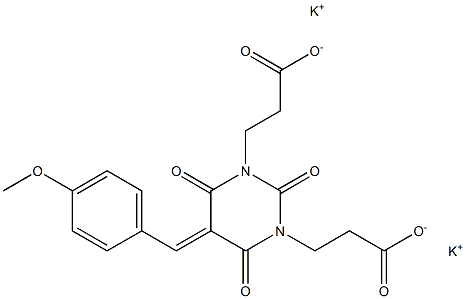 Hexahydro-5-(4-methoxybenzylidene)-2,4,6-trioxo-1,3-pyrimidinedipropionic acid dipotassium salt 结构式