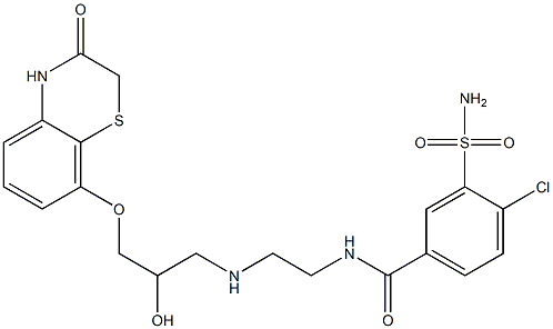 4-Chloro-3-sulfamoyl-N-[2-[[2-hydroxy-3-[[(3,4-dihydro-3-oxo-2H-1,4-benzothiazin)-8-yl]oxy]propyl]amino]ethyl]benzamide 结构式