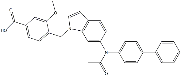4-[6-(1,1'-Biphenyl-4-ylacetylamino)-1H-indol-1-ylmethyl]-3-methoxybenzoic acid 结构式