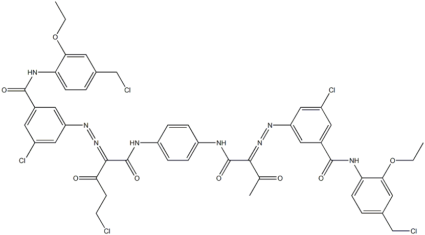 3,3'-[2-(Chloromethyl)-1,4-phenylenebis[iminocarbonyl(acetylmethylene)azo]]bis[N-[4-(chloromethyl)-2-ethoxyphenyl]-5-chlorobenzamide] 结构式