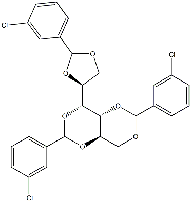 1-O,2-O:3-O,5-O:4-O,6-O-Tris(3-chlorobenzylidene)-D-glucitol 结构式