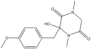 1,4-Dimethyl-2-hydroxy-2-(4-methoxybenzyl)piperazine-3,6-dione 结构式