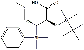 (2R,3R,4E)-2-[[Dimethyl(tert-butyl)silyl]oxy]-3-[dimethyl(phenyl)silyl]-4-hexenoic acid 结构式