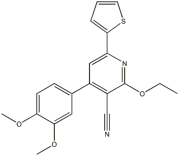2-Ethoxy-4-(3,4-dimethoxyphenyl)-6-(2-thienyl)pyridine-3-carbonitrile 结构式