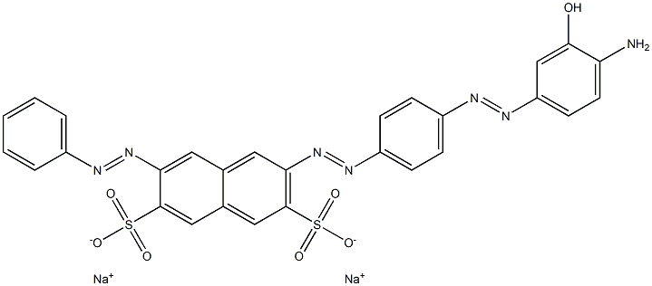 2-[[4-[(4-Amino-3-hydroxyphenyl)azo]phenyl]azo]-7-(phenylazo)-3,6-naphthalenedisulfonic acid disodium salt 结构式