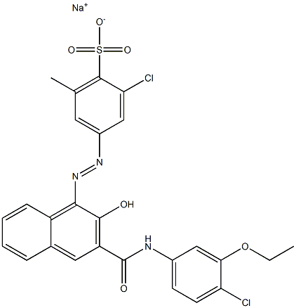 2-Chloro-6-methyl-4-[[3-[[(4-chloro-3-ethoxyphenyl)amino]carbonyl]-2-hydroxy-1-naphtyl]azo]benzenesulfonic acid sodium salt 结构式