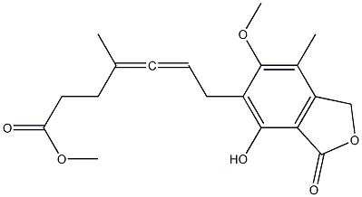 5-[6-(Methoxycarbonyl)-4-methyl-2,3-hexadien-1-yl]-1,3-dihydro-4-hydroxy-6-methoxy-7-methylisobenzofuran-3-one 结构式