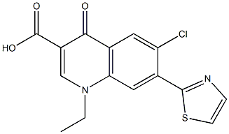 1,4-Dihydro-1-ethyl-4-oxo-6-chloro-7-(thiazol-2-yl)quinoline-3-carboxylic acid 结构式