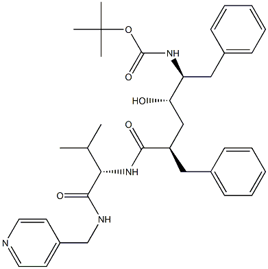 (2S)-2-[[(2R,4S,5S)-5-(tert-Butoxycarbonylamino)-2-benzyl-4-hydroxy-6-phenylhexanoyl]amino]-N-[(4-pyridinyl)methyl]-3-methylbutyramide 结构式