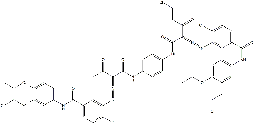 3,3'-[2-(Chloromethyl)-1,4-phenylenebis[iminocarbonyl(acetylmethylene)azo]]bis[N-[3-(2-chloroethyl)-4-ethoxyphenyl]-4-chlorobenzamide] 结构式