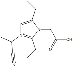 3-(1-Cyanoethyl)-2,5-diethyl-1-(carboxymethyl)-1H-imidazol-3-ium 结构式