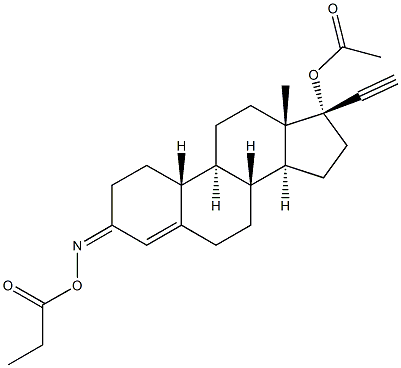 (17R)-17-(Acetyloxy)-19-norpregn-4-en-20-yn-3-one O-propionyl oxime 结构式